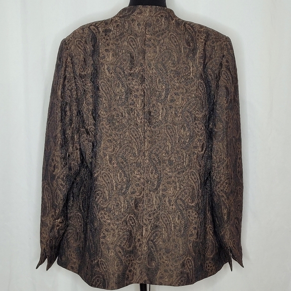 Nipon Boutique Brown/Black 2 Pc. Paisley-Jacquered Topper w/ Tank Top - Size 16W - Picture 4 of 13